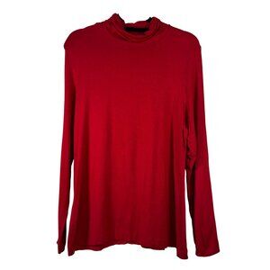 Alfani Womens Size 1X Red Long Sleeve Mockneck Top